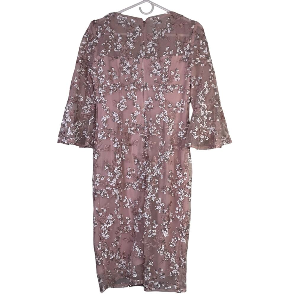 Alex Evenings Blush Pink Sequin Embroidered Dress Size 4 Formal Wedding Guest - Picture 4 of 10